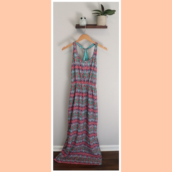 Pink and Teal Maxi Dress - Picture 1 of 4